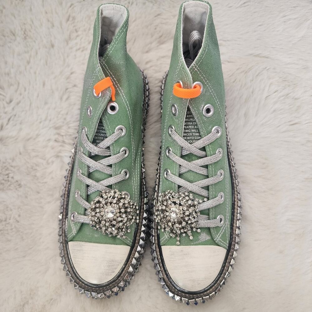 Nan-Ku Couture x Free People Cruise Studded Aloe Green High-Top Sneakers Size 38 - Picture 5 of 11